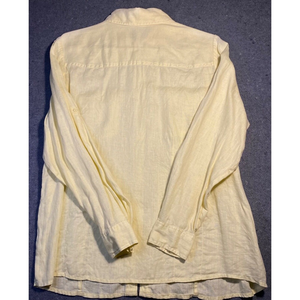GRACE ELEMENTS women's  100% LINEN YELLOW Button‎ Down LONG SLEEVE 1X - Picture 4 of 9